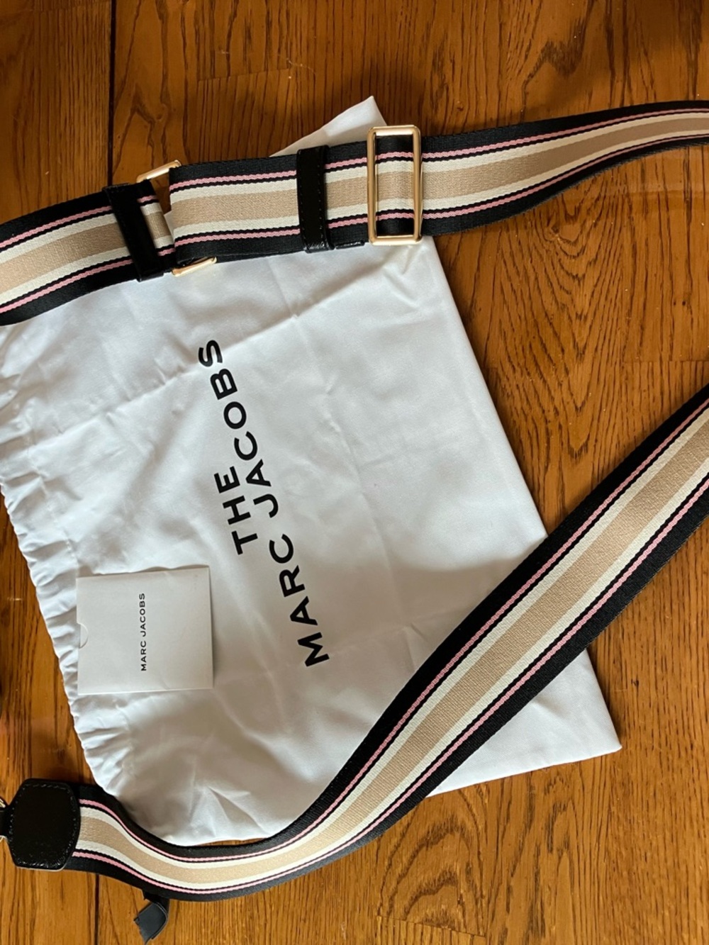 Marc Jacobs Tan Pink Ivory Black Snapshot Crossbody Striped Adjustable Strap - Picture 10 of 10